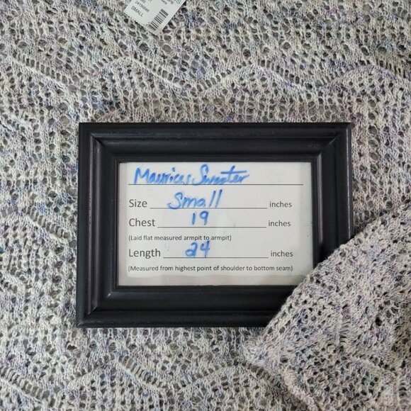 Maurices Sweater Crochet Knit Long Sleeve Gray Blue Womens Small Lightweight - Picture 6 of 11